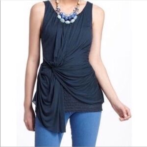 Anthropologie Navy Blue Draped Top